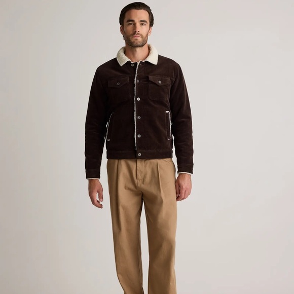 QUINCE Organic Stretch Corduroy Sherpa-Lined Trucker Jacket Espresso Size M NEW - Picture 7 of 10